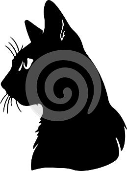 Seychellois Cat Black Silhouette Generative Ai