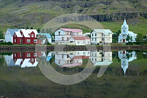 Seydisfjordur mirror reflection