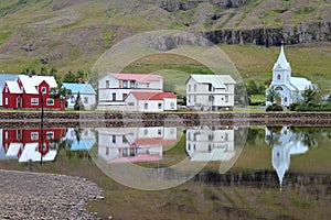 Seydisfjordur town in Iceland.