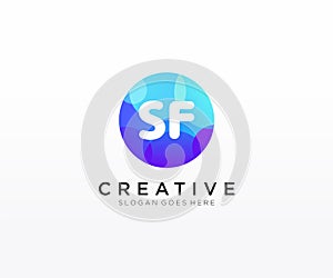 SF initial logo With Colorful Circle template vector