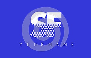 SF S F Dotted Letter Logo Design with Blue Background.