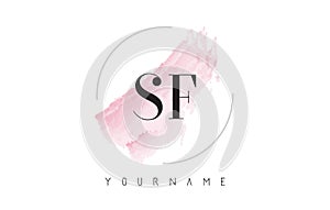 SF S F Watercolor Letter Logo Design with Circular Brush Pattern