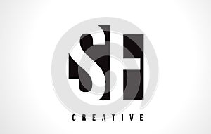 SF S F White Letter Logo Design with Black Square.