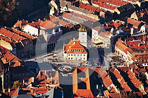 Sfatului square Brasov, aerial view