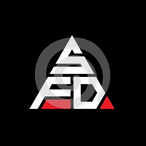 SFD triangle letter logo design with triangle shape. SFD triangle logo design monogram. SFD triangle vector logo template with red