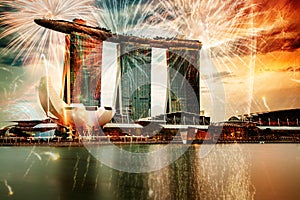 Sfireworks in Singapore New Year celebrations