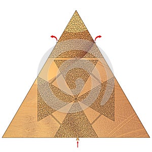 Sfondo di tanti labirinti triangolari all`interno di una piramide in 2d