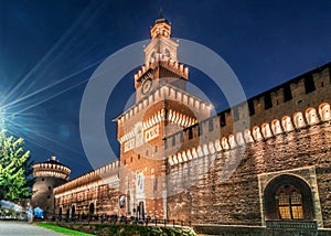 Sforza Castle (Castello Sforzesco) in Milan, Italy