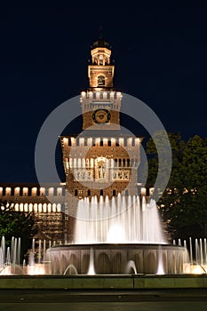 Sforza Castle, Castello Sforzesco at night