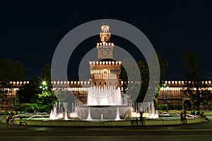 Sforza Castle, Castello Sforzesco at night