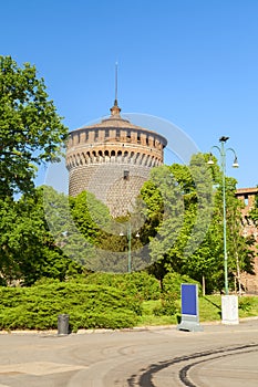 Sforza castle detail in the city of milan