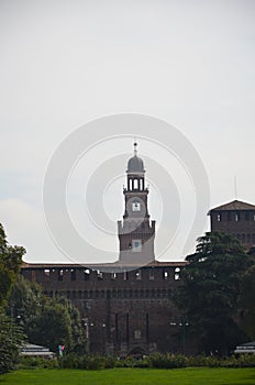 Sforza Castle, medieval architecture in Milan, Italy