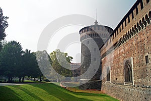 Italy: Milan Sforza Castle tower photo