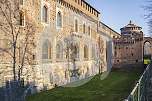 Sforza Castle in Milan at sunny day