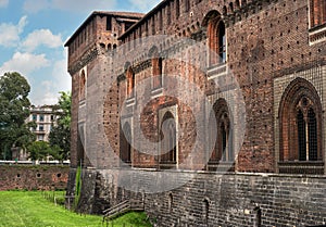 Sforza Castle. Watch tower. The castle was built in the 15th century by Francesco Sforza, Duke of Milan. Now there are