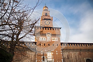 Sforza's Castle (Catello Sforzesco) in Milan, Italy.