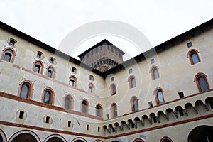 Sforzesco castle in milan stronghold court