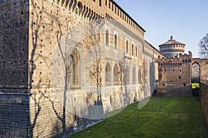 Sforzesco Castle in Milan at sunny day