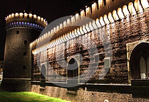Sforzesco castle by night