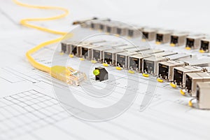 SFP network modules for network switch, patch cord and diod