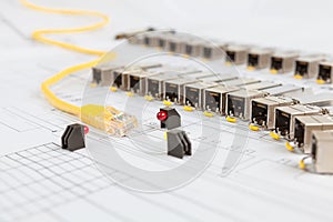 SFP network modules for network switch, patch cord and diodes