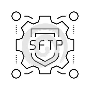 sftp label line icon vector illustration sign