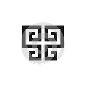 SG letter initial square ornament logo design inspiratio