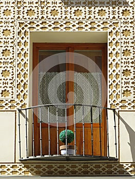 Sgraffito decoration in a facade. Segovia. Spain.