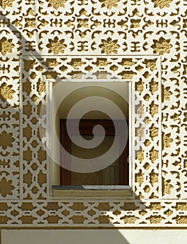 Sgraffito decoration in a facade. Segovia. Spain.