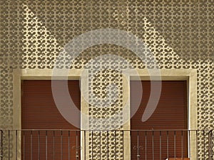 Sgraffito decoration in a facade. Segovia. Spain.