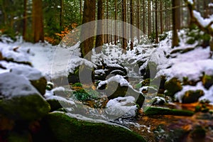 Sgwd Clun-Gwyn Waterfall located in Waterfall Country in Brecon Beacons National Park and Forest Fawr Geopark, the Vale