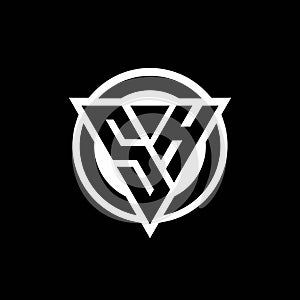 SH logo with negative space triangle shape and circle rounded