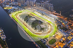 Sha Tin Racecourse at night