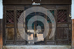 Shabby aged wooden door,China