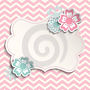Shabby chic template with flowers, illustration photo