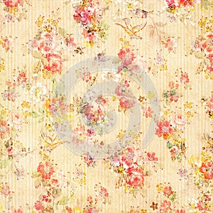 Shabby Chic Vintage Antique Rose Floral Wallpaper