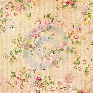 Shabby Chic Vintage Antique Rose Floral Wallpaper