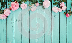 Shabby Chic Vintage Floral Background with Roses.