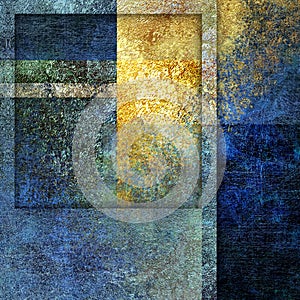 Shabby dark blue and golden abstract background