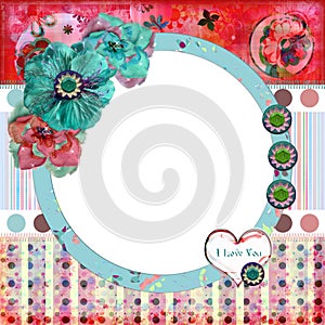 Shabby Floral Photo Frame/Scrapbooking Background photo