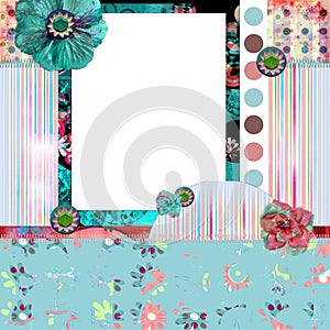 Shabby Floral Photo Frame/Scrapbooking Background