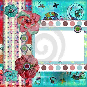 Shabby Floral Photo Frame or Scrapbooking Background photo
