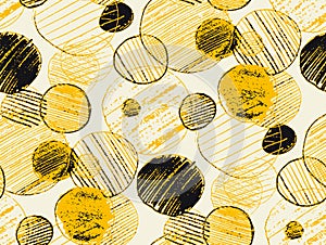 Shabby grunge yellow and black circle pattern photo