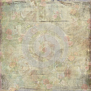 Shabby old vintage written floral paper texture