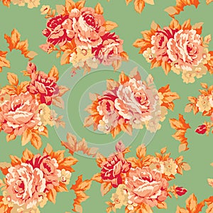 Shabby roses vintage seamless pattern