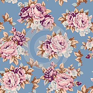 Shabby roses vintage seamless pattern