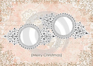 Shabby Vintage Pink Floral Christmas Card Frame