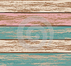 Shabby wood texture flat vector illustration. Colorful aged wooden boards, obsolete multicolor painted planks. Creative