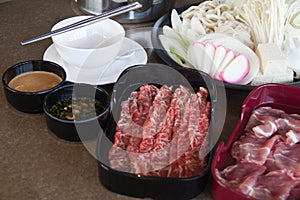 Shabu Japanese set on the table