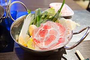 Shabu shabu meat and vegetable